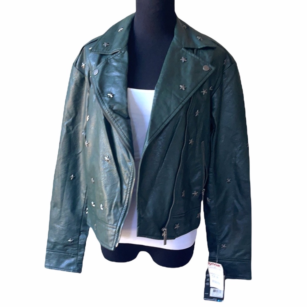 Star studded faux leather jacket